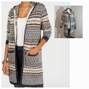 Monteau Boho/Tribal Print Cardigan Sweater Size M